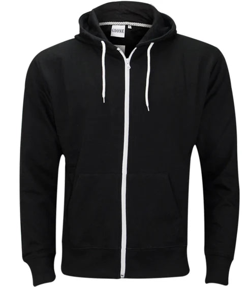 Mens White Cord Zip Up Hoodie