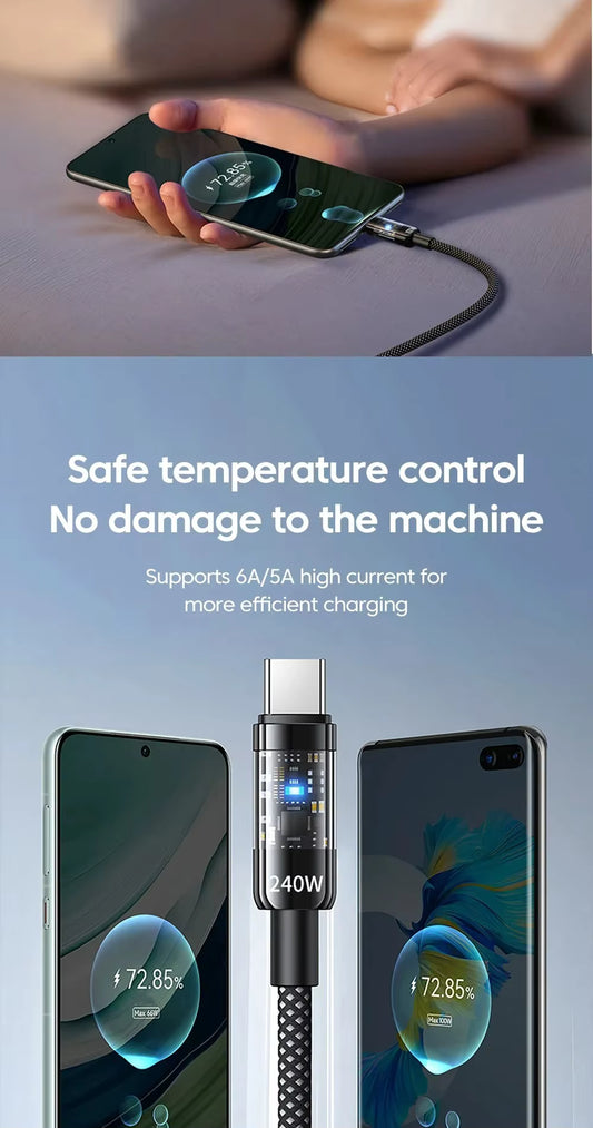 240W QC 3.0 USB to Type C Super Fast Charging Cable