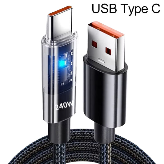 240W Nylon USB Type C Super Fast Charging Cable